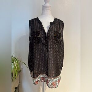 Live 4 Truth 1X Sleeveless Tunic Blouse Elephant Hem Boho Festival Top Plus Size